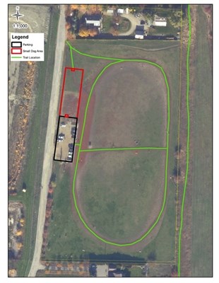 The red section will be the new area of the Mutrie Dog Park in Vernon which will accommodate smaller dogs. 