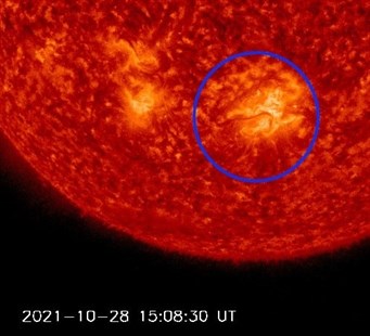 An Earthbound coronal mass ejection is expected to arrive today, Oct. 30.