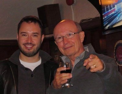 Keith and Sam Dinicol pictured enjoying a drink together in 2016. 