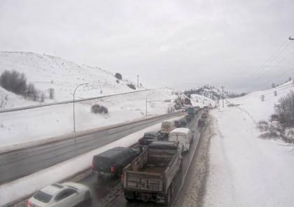 Northbound traffic is stalled on Highway 97 south of Vernon.