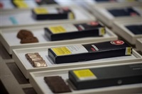 Chocolate edibles available for authorized retailers are displayed at the Ontario Cannabis Store in Toronto on January 3, 2020.