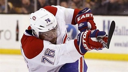 Montreal Canadiens' P.K. Subban follows through on his game-winning goal in the second overtime period against the Boston Bruins in Game 1 of an NHL hockey second-round playoff series in Boston, Thursday, May 1, 2014. The Canadiens won 4-3.